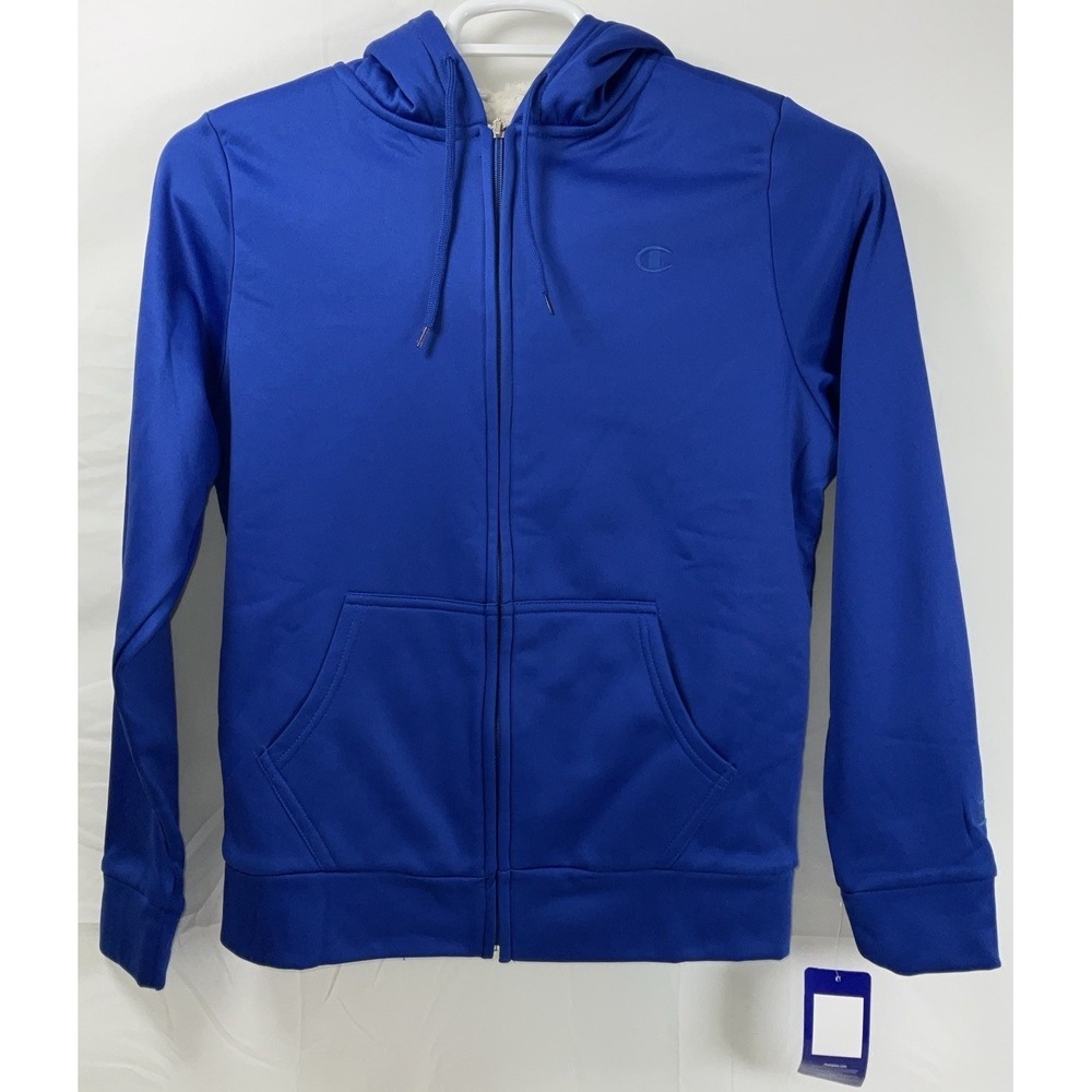 NWT Women's Champion Double Dry Sherpa Lined Zip Front Hoodie Royal Blue - Small